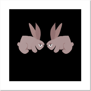 Double Trouble Bunnies - Hilarious Rabbits Facing Off! Posters and Art